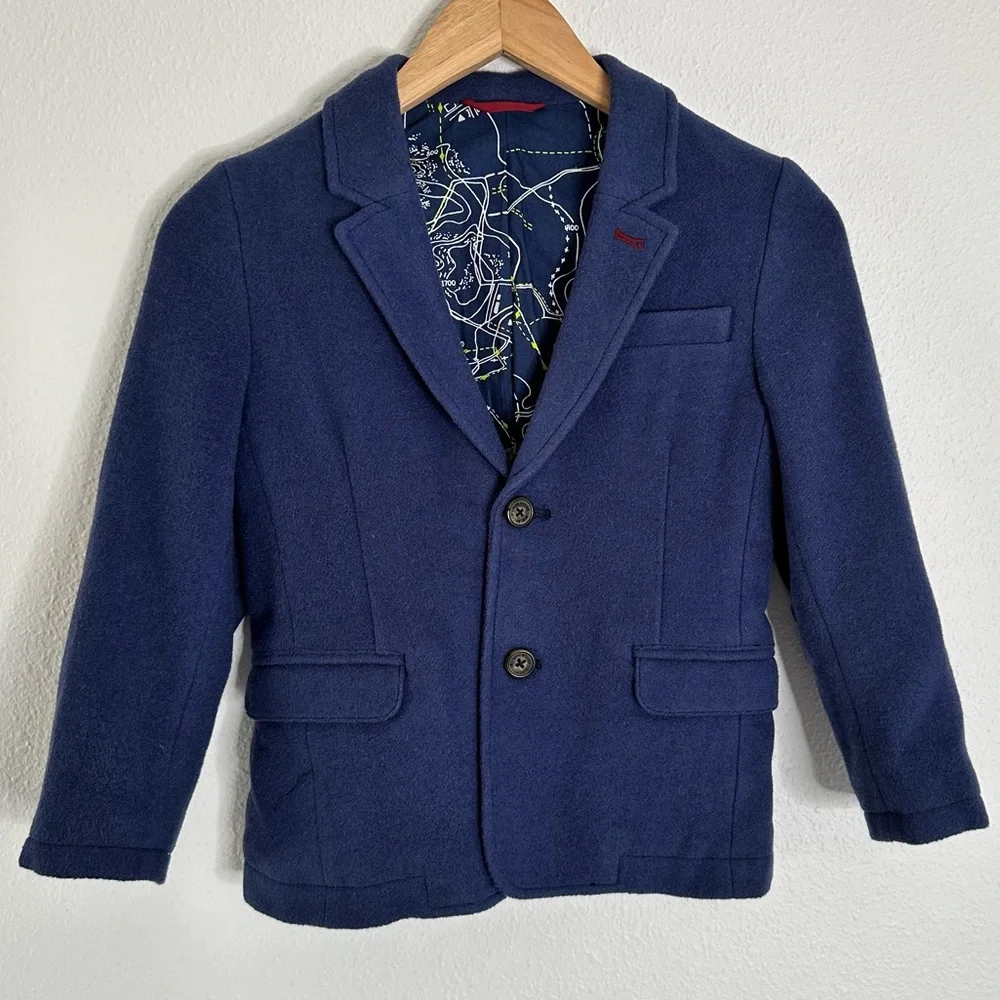 Mini Boden Blue Wool Blend Sport Coat 7-8